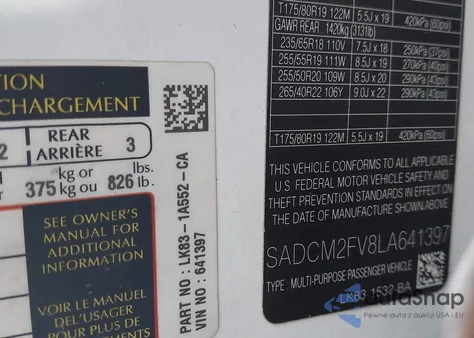 2020 Jaguar F-Pace S P380 Awd Automatic z USA, uszkodzony, nr VIN SADCM2FV8LA641397